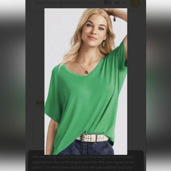 Cabi V Neck Jersey Knit Oversized Field Tee In Kelly Green Style 5927 Size XXS - Picture 1 of 5